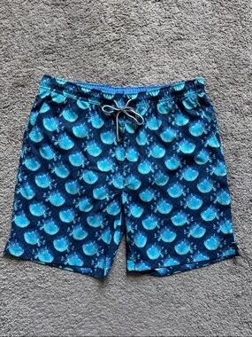 NWOT Peter Millar Swim Short Blue Blowfish Size L